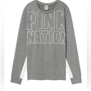 Victoria's Secret PINK Nation Campus Crew Pullover Sweatshirt Crewneck Large New